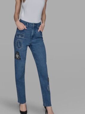 Karl Lagerfeld straight leg  patch jeans